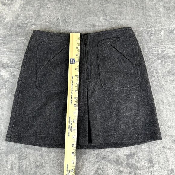 Gap Y2K Dark Gray Wool Blend Mini Skirt Size 1 Academia Preppy - Picture 3 of 9